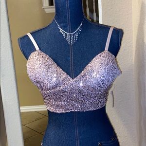 Brand-New Cute and Sexy Pink Sequins Bra Top